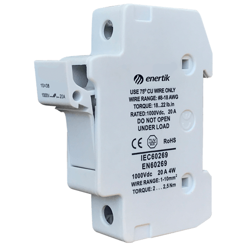 Porta Fusible Solar DC 10x38mm gPV 1000VDC (sin fusible) - Modelo: SPF-15