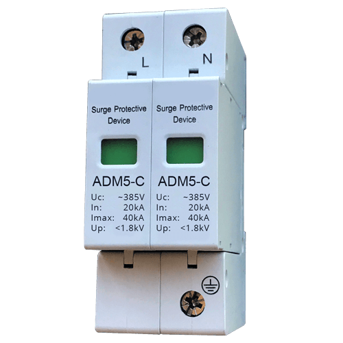 Protector de Descargas Atmosféricas 385VAC 1P+N 40KA - Modelo: ADM5-2P